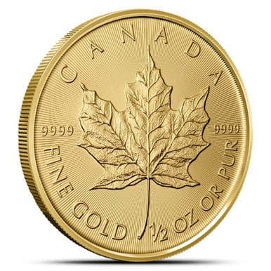 1/2 oz Canadian Gold Maple Leaf Coin – Reverse with Maple Leaf Design (Random Year)
